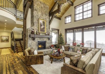 wood beams in great room